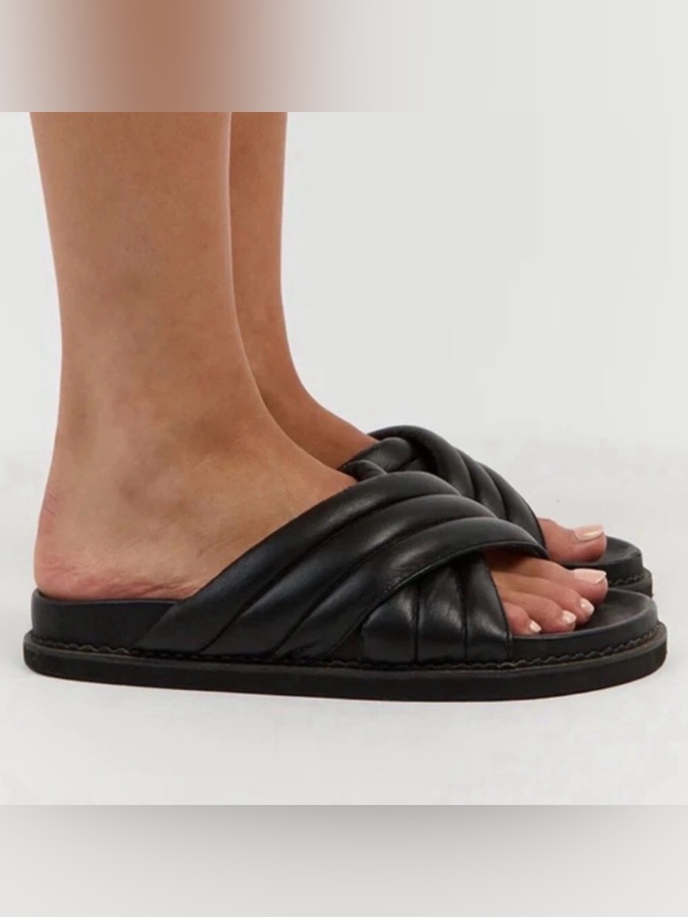 The Bali Tailor Oska Sandals Sz 39 US 8 Black Slides Casual Soft Beach Summer